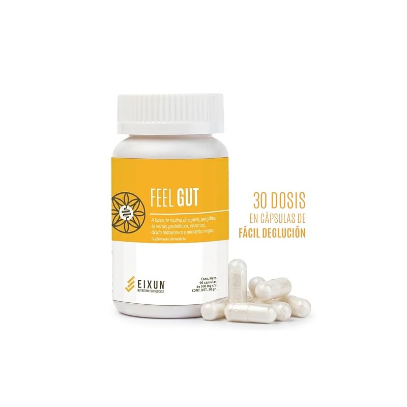 Feel Gut Suplemento Alimenticio para Bienestar Digestivo con Fibra Prebiótica,