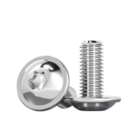 Drenky Pack of 20 M5 x 12 mm Flat Head Screws with Flange, Torx ISO 7380-2 Pan Head Screws Flange Screws Rustproof Stainless Steel Threaded Screws Full Thread with Washer