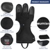 1PC Archery Gloves Shooting Hunting Leather Three Finger Protector Archery