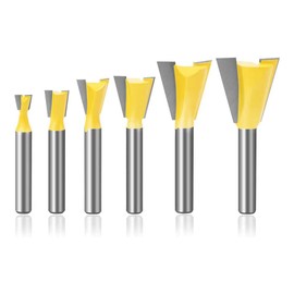 Gasea 6pcs Dovetail Joint Router Bit Set, 1/4 Inch Shank Half-Blind & Through Woodworking Milling Cutter Tools 1/4" 1/2" 7/16" 3/4" 7/8"