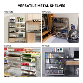 storage rack, 5 Tier Shelf Adjustable Stainless Steel Shelves, Sturdy Metal Shelves Heavy Duty Shelving Units and Storage for Kitchen Commercial Office Garage Storage, 47L X 16W X 59H 1100Lbs Total