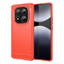 SCL Case for Redmi Note 14 Pro 4G and POCO F7 - Anti-Slip Brushed Texture with Carbon Fiber Design, Shockproof Protective Soft TPU Cover for POCO F7 - Red