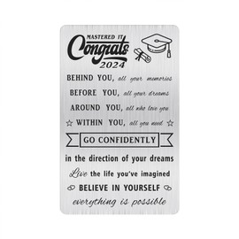 MOQIYXL MBA Graduation Gifts, Mastered It 2024, Masters Degree Graduation Gifts Card for Him Her, Small Engraved Wallet Card