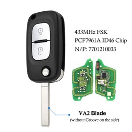 AULESSE 2 Buttons 433 MHz Folding Car Key Shell Remote Control with PCF7961A Chip for Ren-Ault Clio III Clio 3 Kangoo Master Modus Twingo 2006-2016 Car Key Shell 7701210033