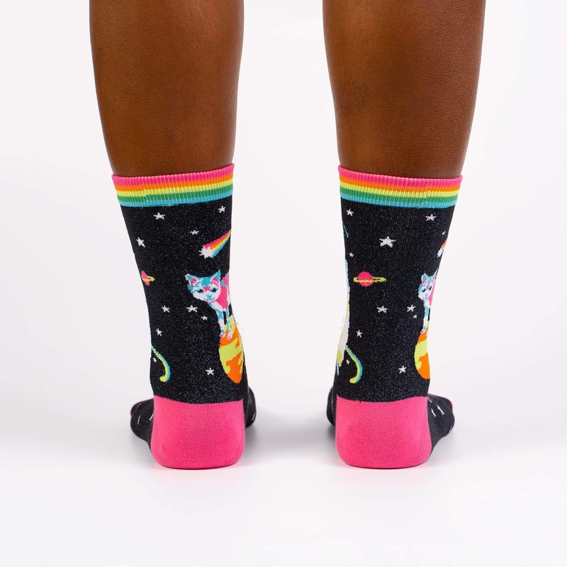 Sock It To Me Women's Glitter Space Cats Socks