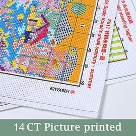 Joy Sunday Cross Stitch Kit 14CT Engraving Embroidery Kit Precision Printing Needlework Meadow Flower 85x36cm
