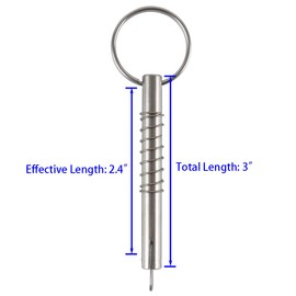 Quick Release Pin 8mm 5/16" w/ Drop Cam & Spring, Boat Canopy Pins, Full 316 Stainless Steel, Bimini Top Pin, Marine Hardware, All Parts are Made of 316 Stainless Steel