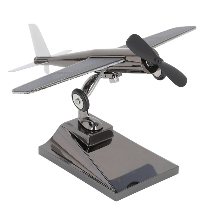 Solar Airplane Rotating Propellers Zinc Alloy Plastic Easy Assembly Solar