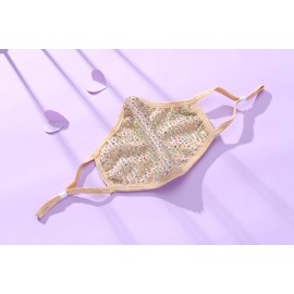 Natalie Mills Designer Crystal Face mask! Machine Washable, Adjustable Ear Strap, Open Pocket, FREE Filter (NUDE)
