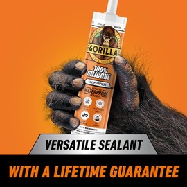 Gorilla - Sellador de silicona impermeable para calafatear y sellar, cartucho de 10 onzas (paquete de 2) - Sellador de calafateo blanco para cocina, v