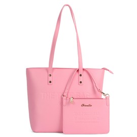 Chinllo Tote Bag for Women Top Handle Handbags Satchel Shoulder Purse Set with Clutch Bag (D.Pink)