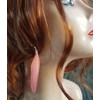 Rose Pink Feather Earrings - Handmade Slim Look