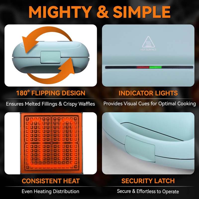 Baker’s Friend Belgian Waffle Maker, Square Waffle Iron, Waflera Electrica,