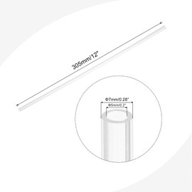 sourcing map Acrylic Pipe Rigid Round Tube Clear 5 mm ID 7mm OD 305mm for Lamps and Lanterns,Water Cooling System