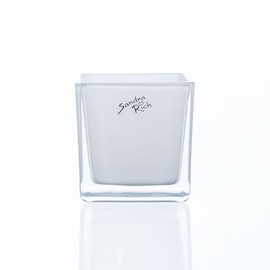 Cube Glass Coloured Flower Pot Planter Flower Planter White 8 cm