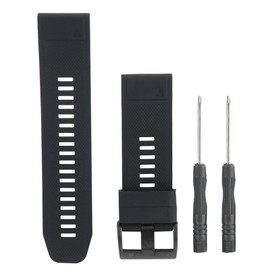 26mm Watch Band Silicone Pin Buckle Waterproof Watch Strap Fit for Garmin fenix 5Xplus (Black)