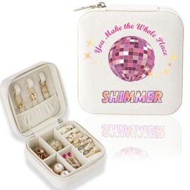 KULRAFEY Travel Jewelry Box, You Make The Whole Place Shi.m.mer, Discoball Jewelry Case, Music Lovers Merch Presents Organizer Storage Holder Box for Ring, Necklace, Bracelet, Earring (Shimmer)