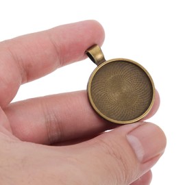 SEWACC Alloy Pendant Bezel Trays 25mm Round Gemstone Pendant Trays 100pcs DIY Jewelry Making