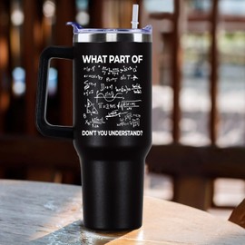 Ritgssi Math Tumbler with Handle - 40oz Insulated Stainless Steel Cup - Funny Saying - Gift for Math Lovers - Black Non-Slip