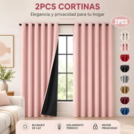 2 Panele Cortinas Blackout Para Ventana 265x160cm Habitacion                                                                                          