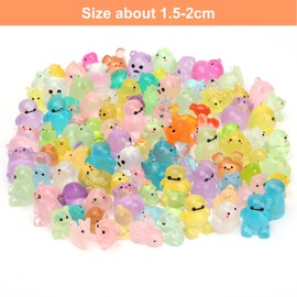 APOMOONS 130 Pieces Mini Resin Animals with 4 Pieces Resin Mushrooms, Mini Luminous Figures Tiny Animals Luminous Small Figures Miniature for Miniature Landscape Gardens, Fish Tank