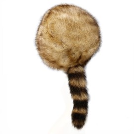 Queenbox Faux Raccoon Tail Hat Novelty Winter Warm Fur Cossak Russian Style Skull Cap Brown