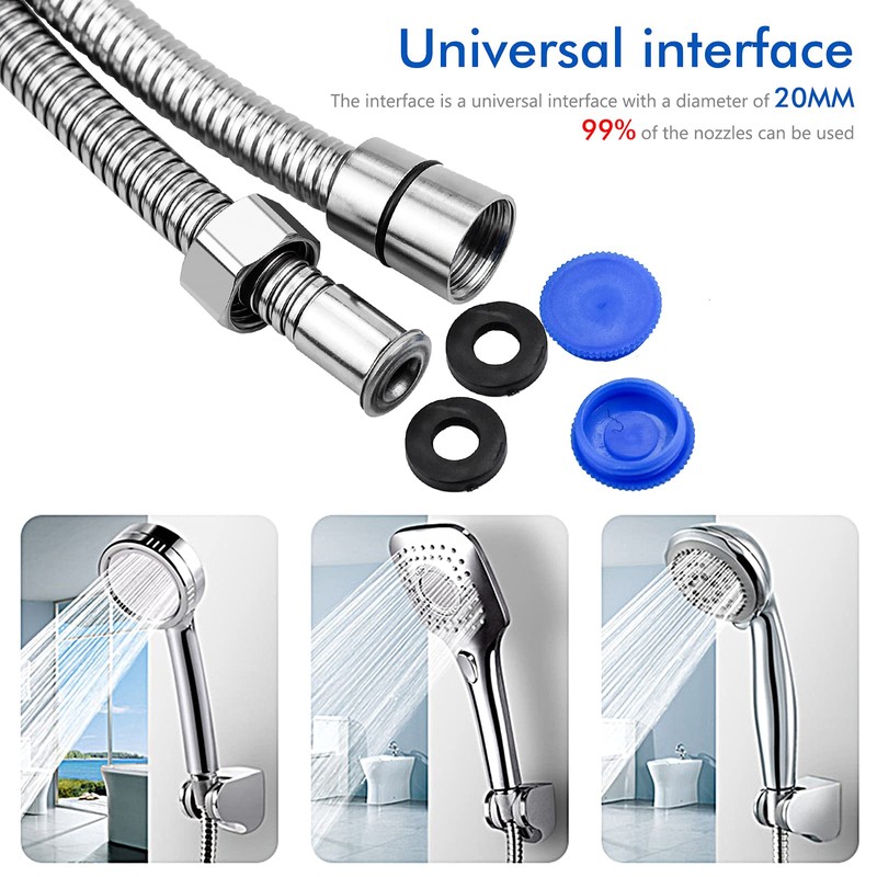 Universal Shower Hose 1.5m Stainless Steel Replacement Hose Pipe Anti-Kink
