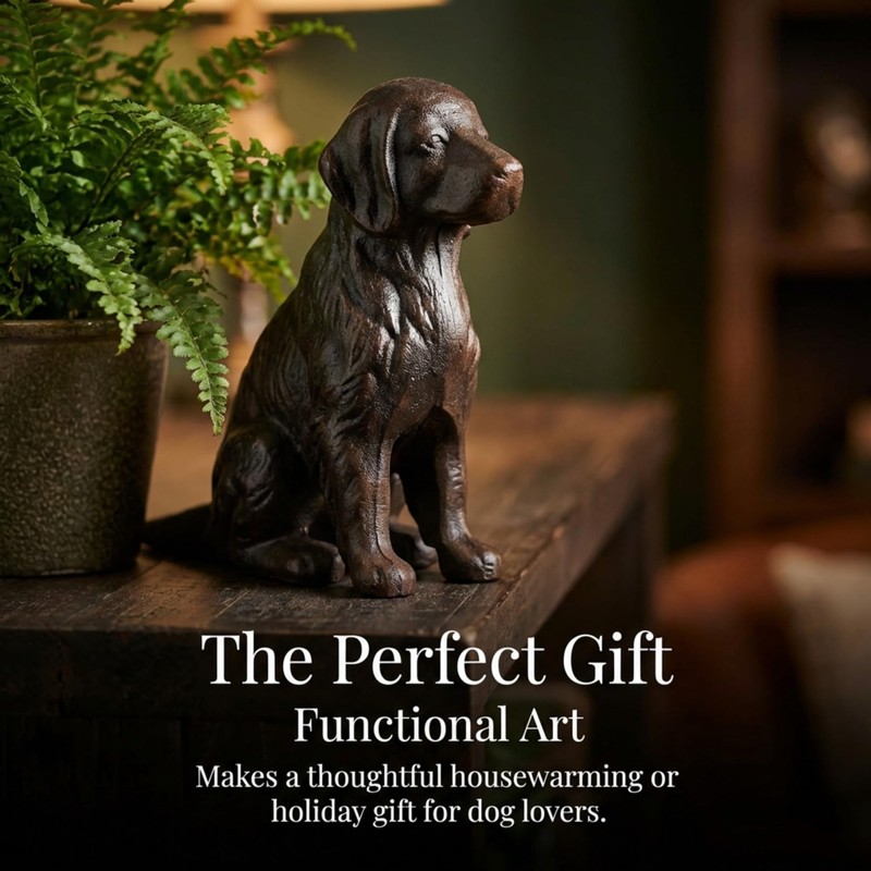 Lulu Decor, Cast Iron Dog with Tail Doorstop, Door Stopper,