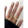 Silver Smile Croissant Dome Shaped Ring, Braided Twisted Chunky and