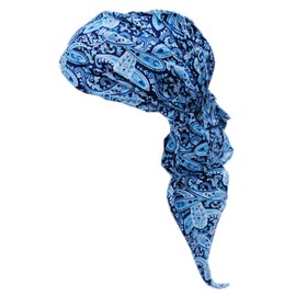 Cool4 A02 Summer XL Head Scarf Beach Scarf Bandana Beanie Hat Chemo Cap, Navy with light blue and white paisley pattern