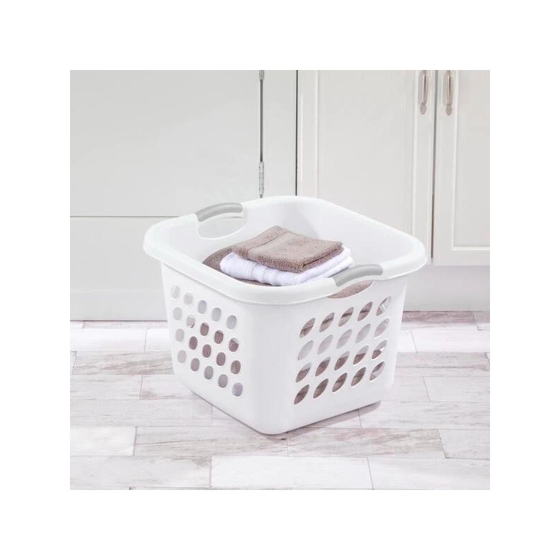 White Laundry Basket, Square, White, 19-In. 1217