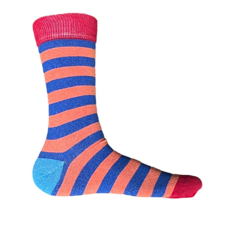 Cozy Flair 6 Pairs Men's Colourful Striped Cotton Rich Crew