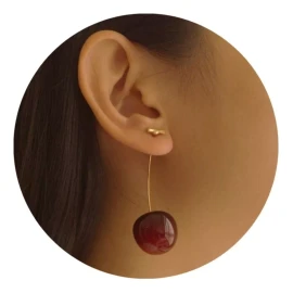 Dtup Aretes Largos Cereza Divinos Elegantes Originales Kawaii