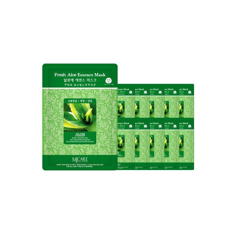 MJ Care 엠제이케어 에센스 마스크팩 알로에 100매 x 23g 수분공급+청정+진정
