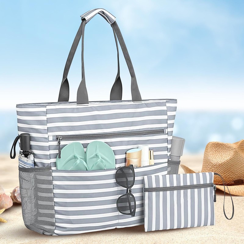 Beach Tote Bag - Waterproof Tote Shoulder Bag,Organizer Foldable Sandproof