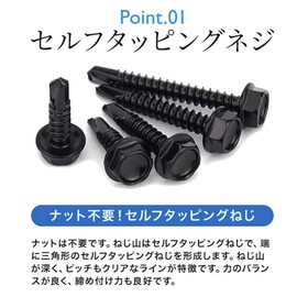 ShopXJ Drill Screws, Hex Head (Hex), Black, Drill Screws, 6 Kaks, Stainless Steel, Pack of 100