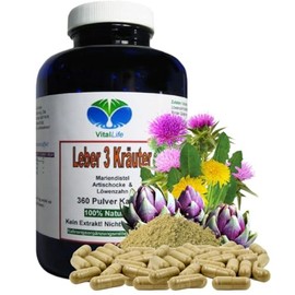 Liver 3 Herbs Liver, Gall & Metabolism 360 Capsules + Milk Thistle + Artichoke + Dandelion Traditional Hildegard von Bingen 100% Pure Natural No Additives 26384-360