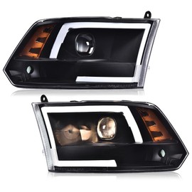G-PLUS LED DRL Headlights,Compatible with Dodge Ram 1500 2500 3500 2009-2012(New Body Style),Not Fit Dual Beam,Not Fit One Hole,Clear lens Black Housing Amber Reflector,Bumper Headlamp
