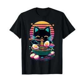 Anime Cat Eating Ramen Japanese Ramen Cat Japan T-Shirt