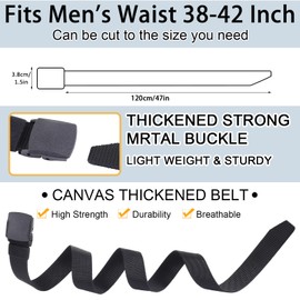 Halinuia Work Belt Men's 6 Pieces Adjustable Belt Men's Fabric Unisex Fabric Belt Outdoor Belt Made of Nylon for Quick Pass Through Airport Security 120 cm, multicoloured, One size fits all