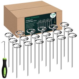 FEED GARDEN 120 Pack Landscape Staples 8 Gauge 6 Inch Galvanized Garden Stakes SOD Pins Yard Lawn Spikes for Plant Cover, Tent, Weed Barrier Fabric, Turf, Inflatable and Outdoor Decoration