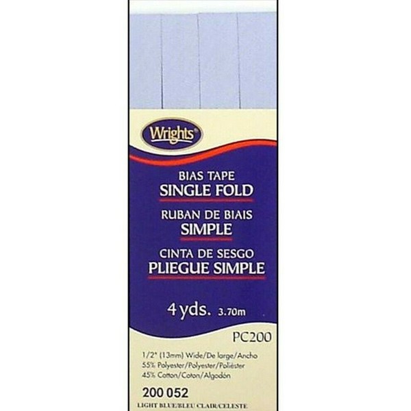 Wrights ~ (PC200-0052) - Single Fold Bias Tape - Light Blue, 4yd