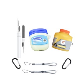 2 Pack(7 in 1) Case Cover for Airpods 3/3rd/3gen/genaration with Cleaner Kit/Keychain/Lanyard Soft Protective Cover Funny Cute for Men Women Kids (3rd,Yellow&Blue)