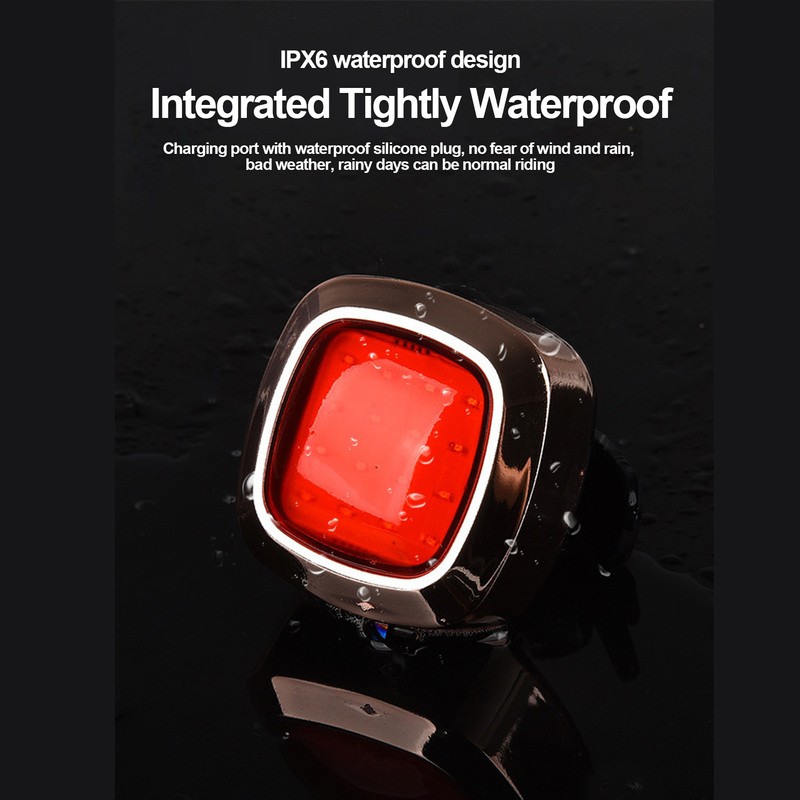Intelligent Bike Tail Light Waterproof Rechargeable Intelligent Bicycle Brake Induction
