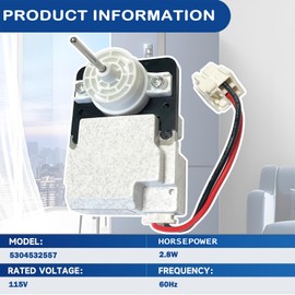 5304532557 Refrigerator Condenser Fan Motor Replacement for Electrolux Frigidaire Fridge 242077707 AP7194947 21584846 PS16745551 FDQJ18EL2F A18234402 Evaporator Fan Motor FRSS2323AD2 FRSS2623AB3