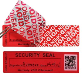 TSPC SECSEAL(R) High Residue Total Transfer Tamper Proof Stickers Security/Innovative/Tamper Evident Labels (Invisible Fluorescent Mark,QRCode,Matte Red, 1 x 3.54 Inches,100pcs)