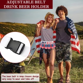 American Patriotic Beer Belt, Novelty USA Beer Holder for Men, 6 Pack Can Holder Drink Belt, Adjustable Beer Fanny Pack, Fit Picnic Party Camping BBQ,Tailgating, Festival Holiday Game Night