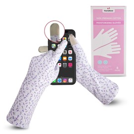 HandLove Premium 100% Cotton Gloves | Moisturizing Gloves for Dry Hands & Eczema | Overnight Sleeping Gloves, Eczema Gloves | Touchscreen | Extended Wrist White Gloves with Lavender Speckles, 6 Pairs