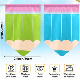 6 Pcs Classroom Rainbow Curtains Decorations Back to School Colorful Pencils Curtains Classroom Supplies First Day of School Crayon Shaped Decors for Kids Kindergarten Bedroom Window Cover 36" x 24"