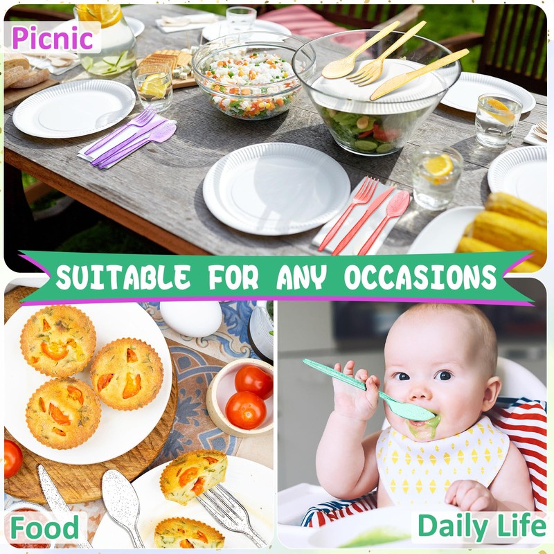 Zhehao 405 Pcs Hard Plastic Utensils Plastic Silverware Set Cutlery